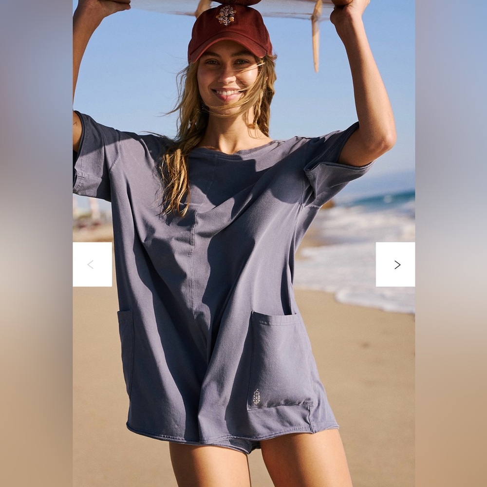 Free People Movement Hot Shot Tee Romper - black